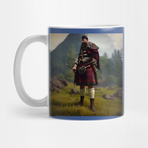 Scottish Highlander in Clan Tartan by Grassroots Green